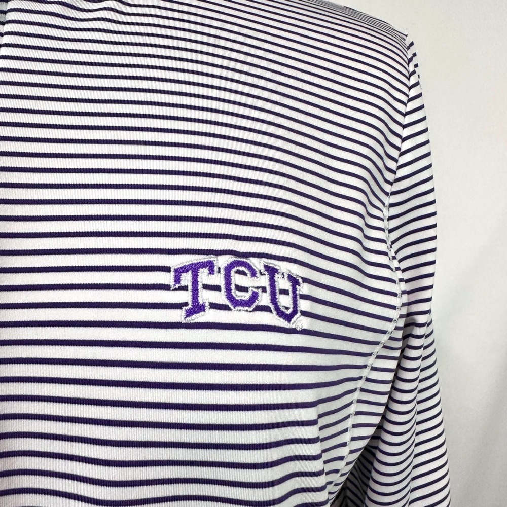 VINEYARD VINES TCU Horned Frogs Sankaty Quarter Zip Pullover Women's L Purple - Picture 3 of 8